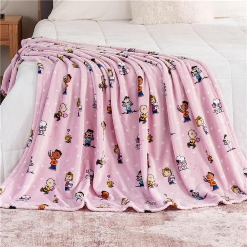 Blanket Peanuts Cute Character Snoopy Plush Throw Blanket, Pink  55x70 Inch